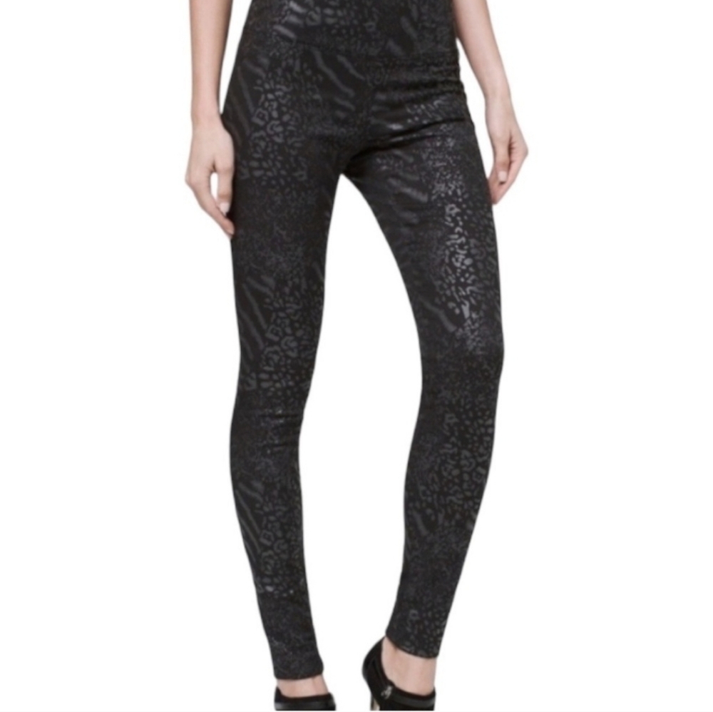 NWT White House Black Market Black and Gray Animal Print Denim Leggings